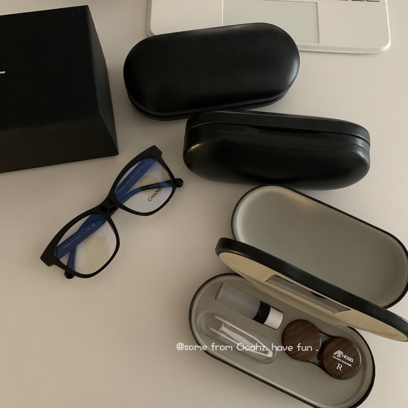 亮黑双联盒 眼镜+美瞳伴侣盒套装双层两用墨镜收纳木纹隐形眼镜,淘宝优惠券,粉丝福利购,淘宝优惠卷