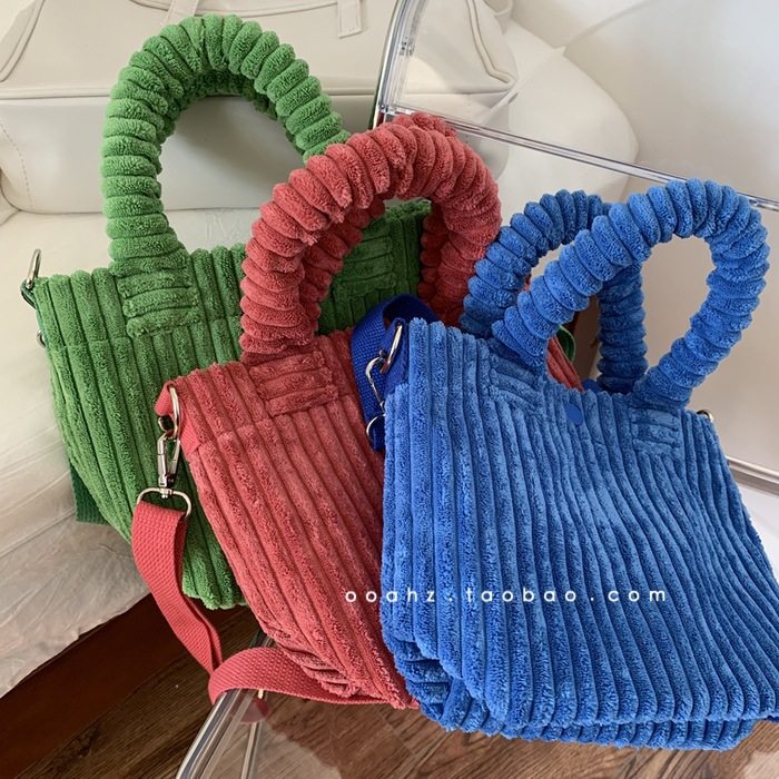 灯芯绒小棉包～百搭秋冬韩国单肩斜挎手提托特包毛绒可爱小众包包,淘宝优惠券,粉丝福利购,淘宝优惠卷