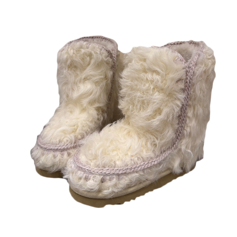 真皮毛一体羊羔毛毛鞋女外穿冬季中筒加绒加厚雪地靴厚底防滑棉靴,淘宝优惠券,粉丝福利购,淘宝优惠卷