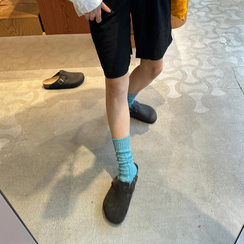 复古真皮勃肯鞋厚底女一脚蹬加绒棉拖鞋2025秋冬新款软木博肯单鞋 - 图1