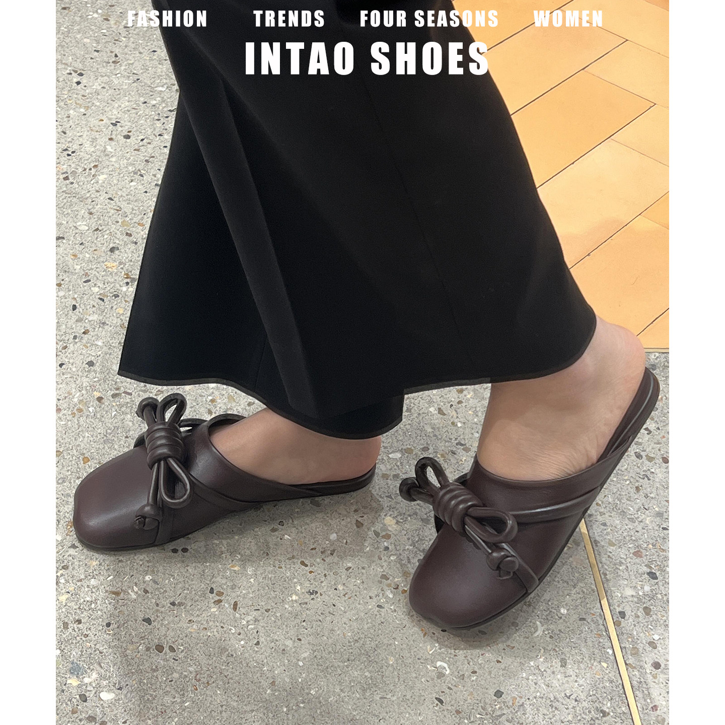 复古大蝴蝶结包头拖鞋女外穿2026早春新款一脚蹬小众方头法式凉拖,淘宝优惠券,粉丝福利购,淘宝优惠卷