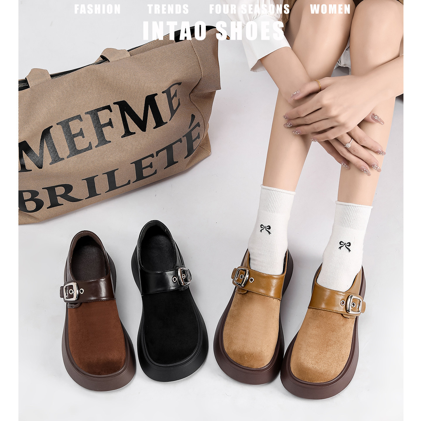 增高5CM复古厚底玛丽珍小皮鞋女2026春季新款一脚蹬法式深口单鞋,淘宝优惠券,粉丝福利购,淘宝优惠卷