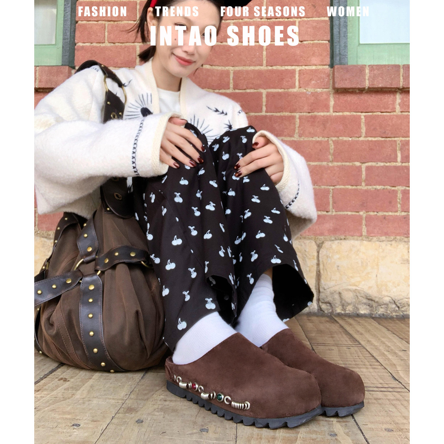 明星同款~磨砂牛皮勃肯鞋半拖女2026春季新款厚底增高包头穆勒鞋,淘宝优惠券,粉丝福利购,淘宝优惠卷