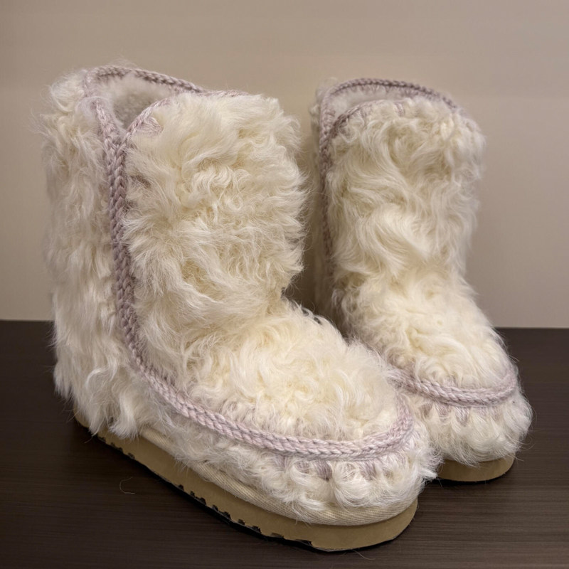 真皮毛一体羊羔毛毛鞋女外穿冬季中筒加绒加厚雪地靴厚底防滑棉靴,淘宝优惠券,粉丝福利购,淘宝优惠卷