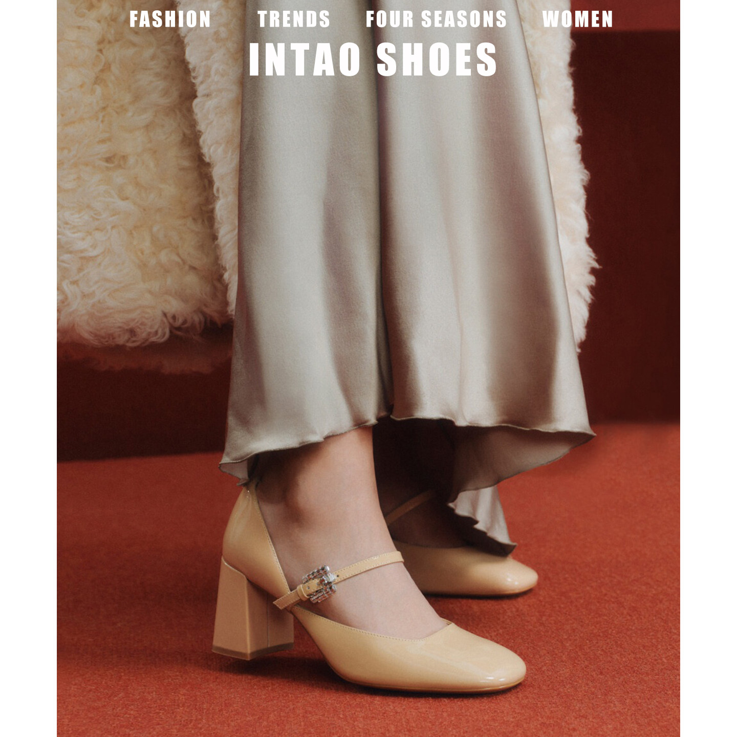 法式中空高跟鞋女粗跟2026新款红色婚鞋新娘鞋一字带水钻玛丽珍鞋,淘宝优惠券,粉丝福利购,淘宝优惠卷