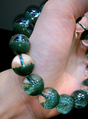 天然水晶聚宝盆男女款绿幽灵手串