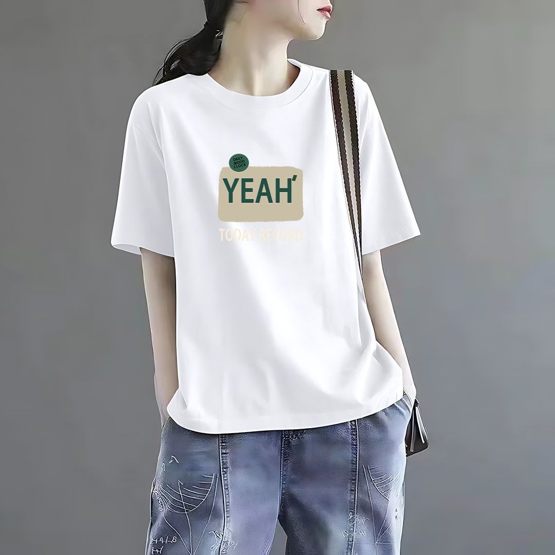 深圳南油纯棉短袖t恤女2025夏季新款小众设计感字母爆款内搭体恤 - 图0