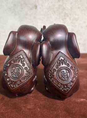 黑檀木大象木雕工艺品摆件木质小象雕刻吉祥物礼品花梨木装饰摆设