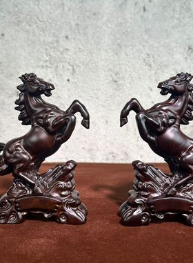 黑檀木木雕马摆件立马发财实木雕刻花梨木马到成功生肖马年工艺品