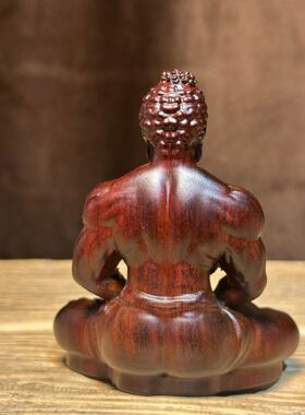 黑檀木木雕肌肉坐佛摆件桌面装饰肌肉如来佛像神像工艺装饰花梨木