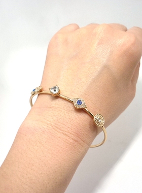 欧美风镀真金锆石菱形水钻手镯