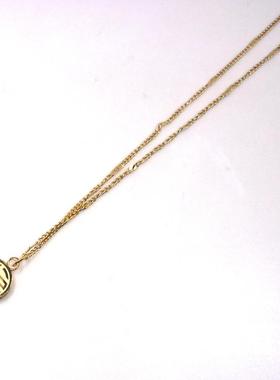 福字囍字平安锁猫眼石项链镀金女