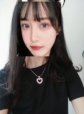 欧美粉色水钻心形镀银厘米项链