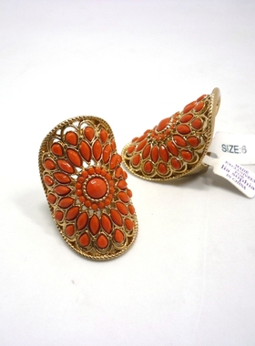 美国指环红色人造宝石戒子