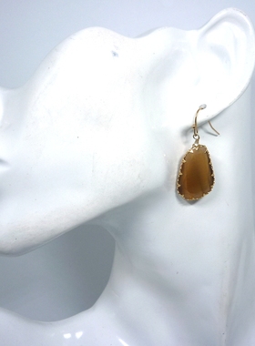 日单项链耳环不规则猫橄榄绿包边