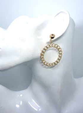 欧美风链条镀白金耳钉