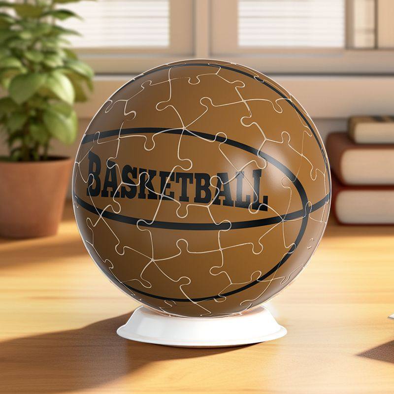 60片拼图立体球创意3D立体球形拼图积木地球足球篮球摆件益智玩具,淘宝优惠券,粉丝福利购,淘宝优惠卷