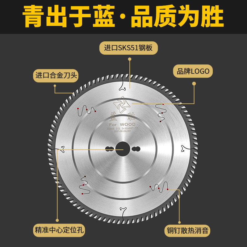 蓝胜精密推台锯锯片裁板子母300*96齿木工单双划电子开料合金锯片-图1