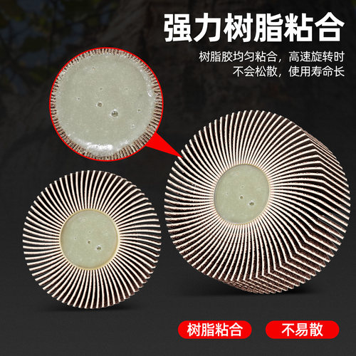 蓝胜带柄百叶轮6mm砂纸磨头电磨机锥形圆柱打磨头除锈DIY砂布磨头 - 图1