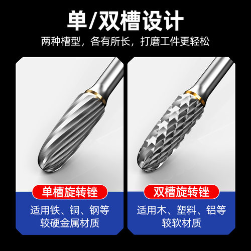 蓝胜硬质合金旋转锉刀3mm柄电钻打磨头电磨专用抛光扩孔钨钢铣刀 - 图2