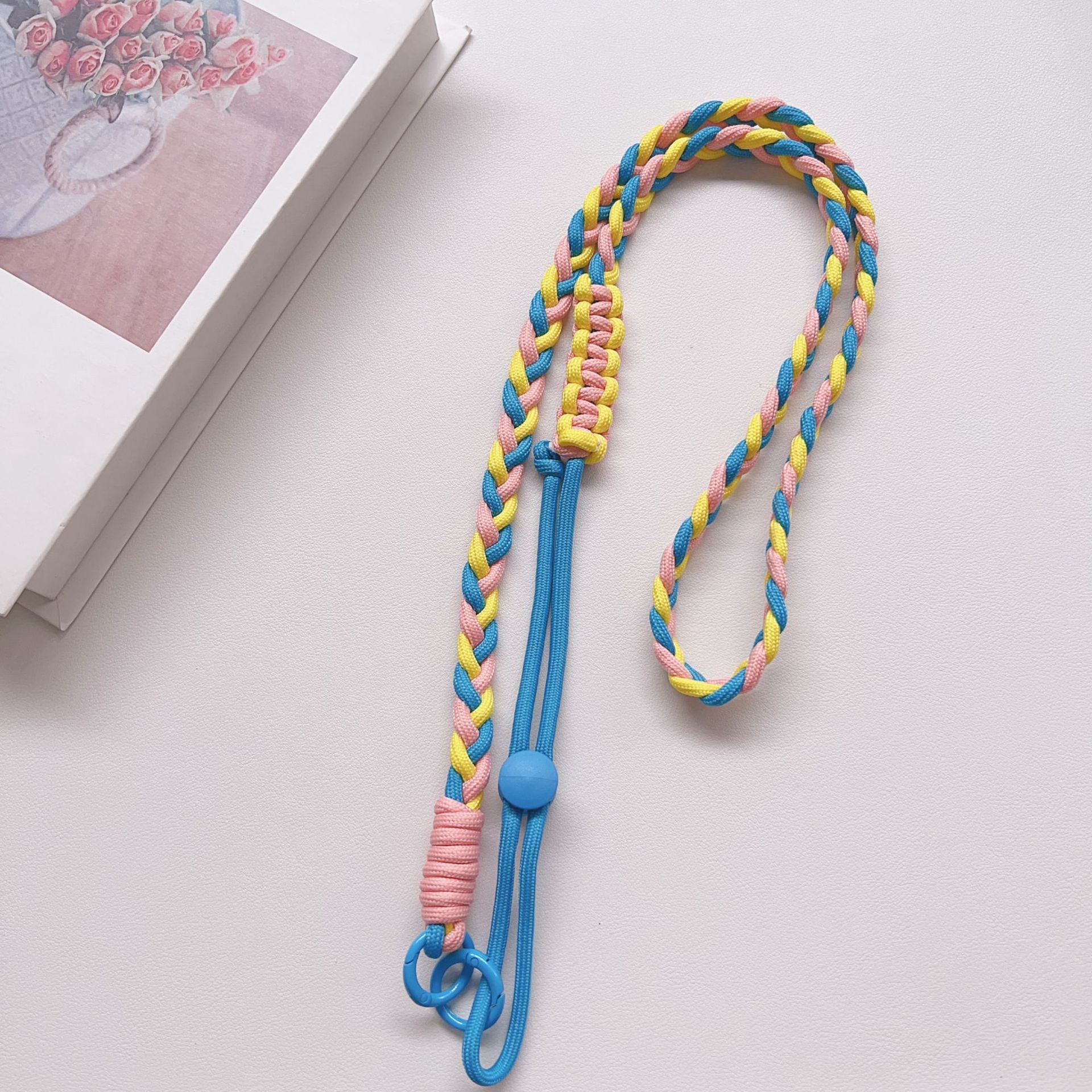 Hot-selling mobile phone colorful three-strand braided rope girls cross-body strap rope adjustable braided long bag cross-body