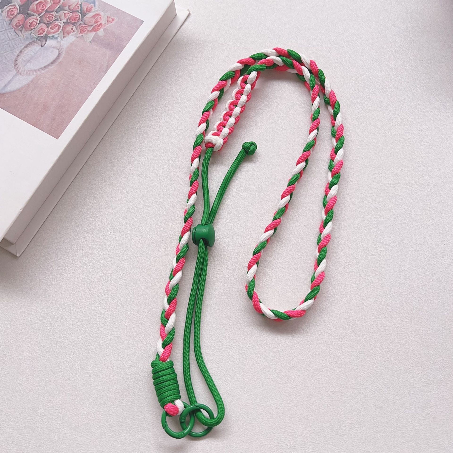 Hot-selling mobile phone colorful three-strand braided rope girls cross-body strap rope adjustable braided long bag cross-body
