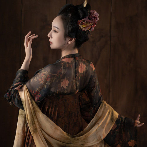 【绝版赏析】襦一坊丨太平赋 唐齐胸衫裙真丝香云纱复原汉服女 - 图0