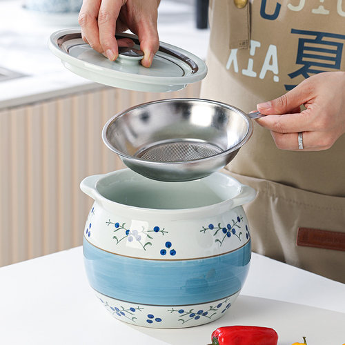 家用耐高温陶瓷无孔油罐厨房老式储油罐子猪油罐红油罐油泼辣子罐 - 图0