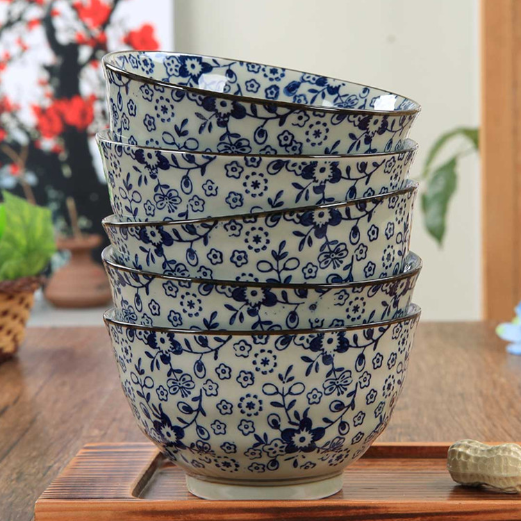 中式青花瓷米饭碗家用复古吃饭碗饭碗精致陶瓷餐具日式碗个人专用 - 图1