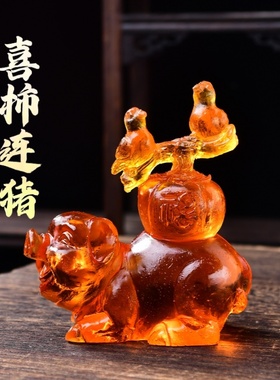 喜柿连猪宝懿水琉璃摆件属虎2026年马年吉祥物生肖虎饰品礼物