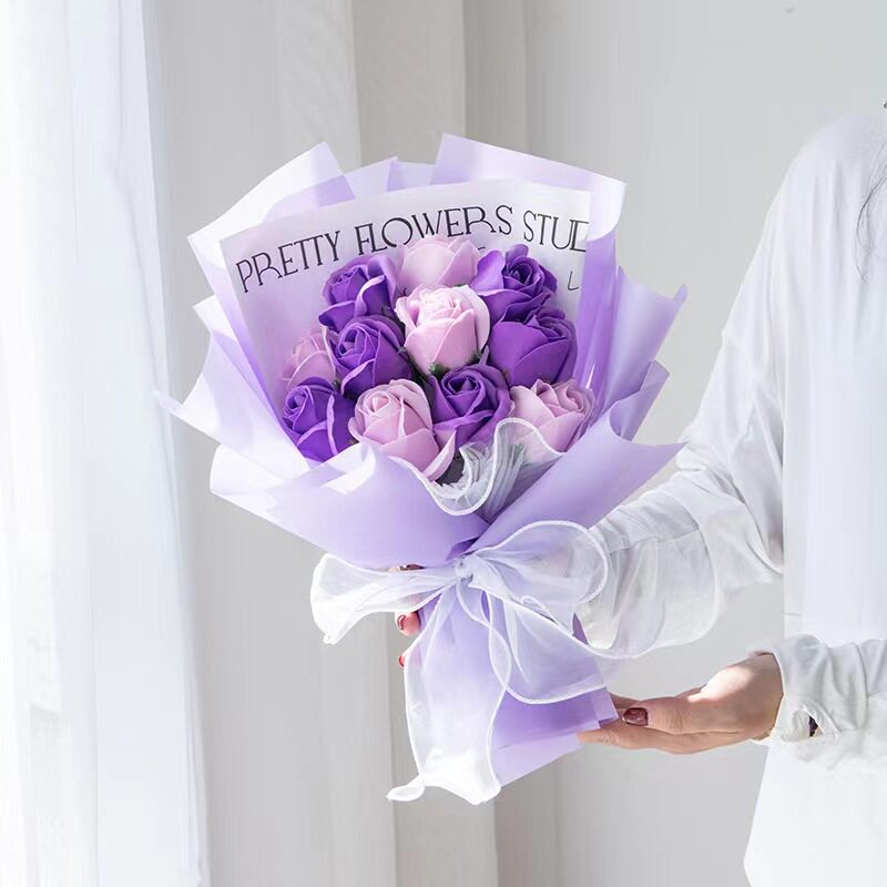 仿真香皂玫瑰花束满天星情人节母亲节送妈妈女生创意生日礼物