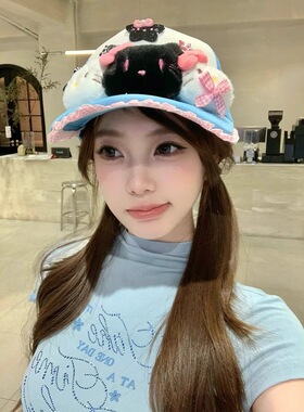 可爱kitty猫蓝色棒球帽女2025年春新款加大加深帽子大帽檐鸭舌帽