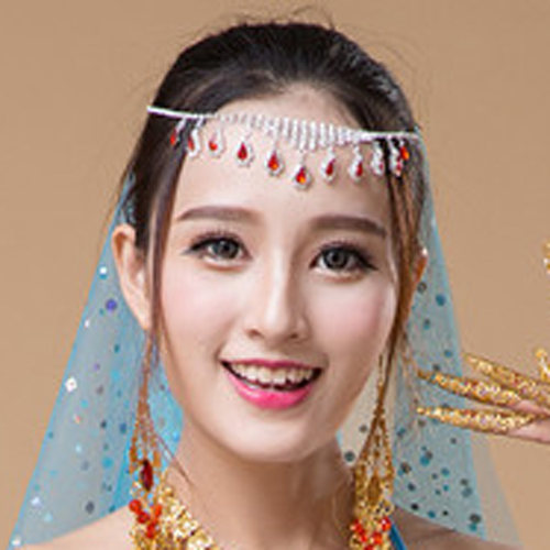 印度舞肚皮舞配饰首饰舞蹈台项链耳环演出道具手链头链鼻链指甲套 - 图0