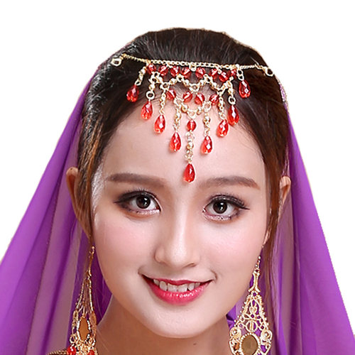 印度舞肚皮舞配饰首饰舞蹈台项链耳环演出道具手链头链鼻链指甲套 - 图2