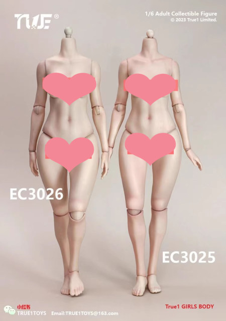 In stock True1Toys 1/6 female body peach butt version EC3025 EC3026 white skin movable joints
