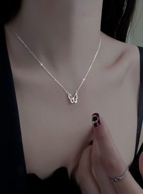 向晚925银蝴蝶项链女小众
