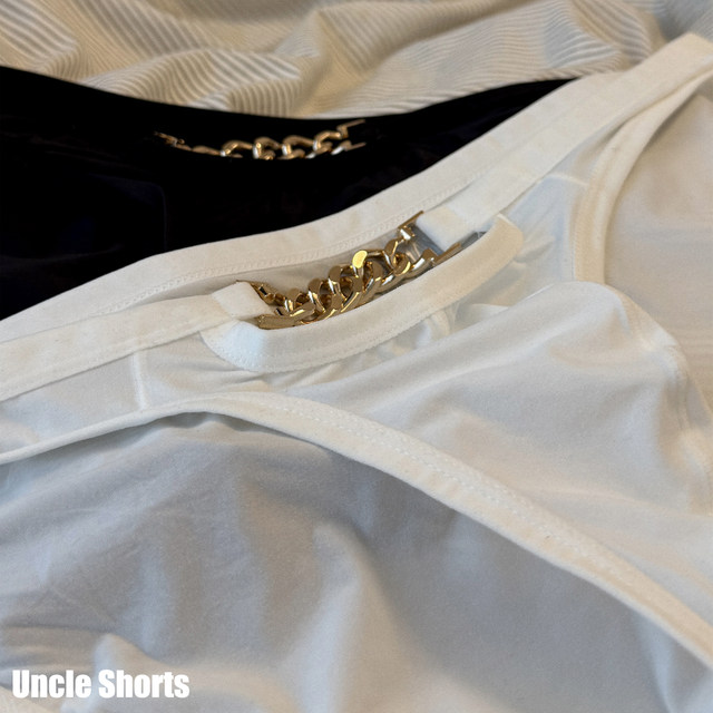 Niche design-sensory metal chain hollow briefs