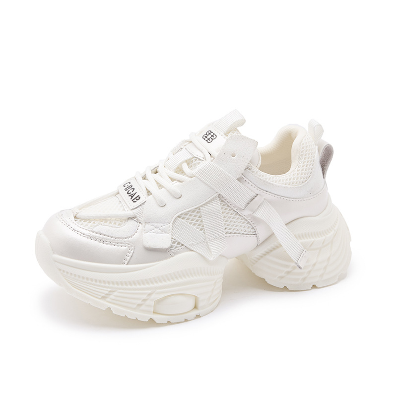 真皮厚底老爹鞋女2025秋新款百搭爆款3233小码增高网红休闲运动鞋 - 图3