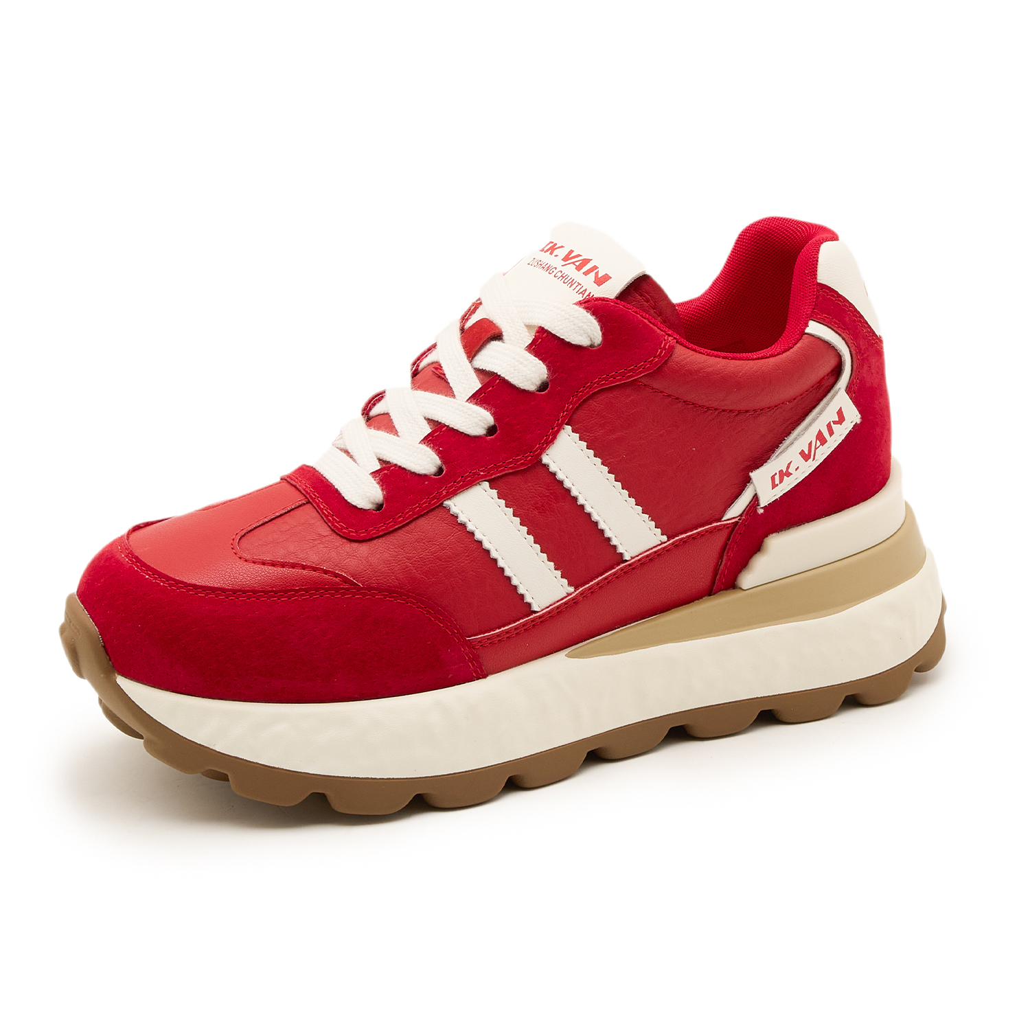 真皮厚底德训鞋女鞋2025秋百搭新款松糕厚底增高老爹鞋运动休闲鞋 - 图2