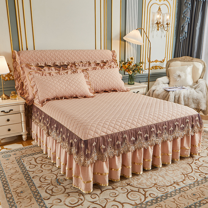 欧式夹棉水洗棉蕾丝床裙三件套纯色加厚1.8m床头罩单件防滑床垫套,淘宝优惠券,粉丝福利购,淘宝优惠卷