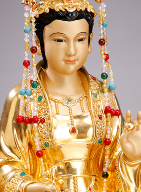 圆通缘贴金女娲娘娘神像供奉摆件