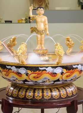 景泰蓝全铜浴佛盆九龙吐水沐浴盆