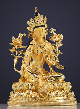 鎏金化身圣就度佛母全铜供奉摆件