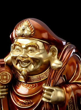 纯铜大黑天财神家用招财摆件
