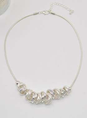 金属不规则蛇骨链女金属圈项链