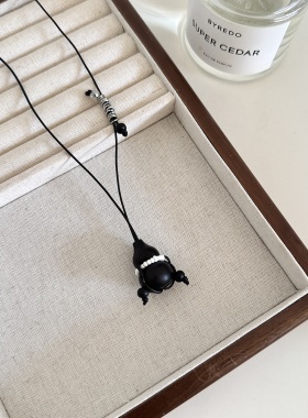 新中式黑绳木质葫芦吊坠项链女