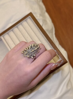 冷淡风金属球葡萄串珠流苏戒指女