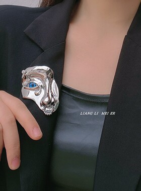 复古金属男女抽象人脸胸针别针