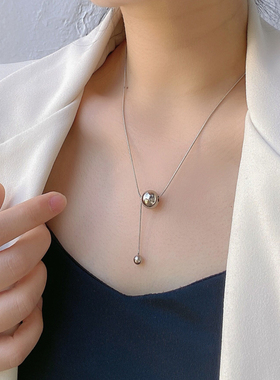 钛钢金属球蛇骨链项链女