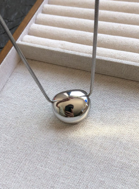 金属光面椭圆长款毛衣链钛钢项链